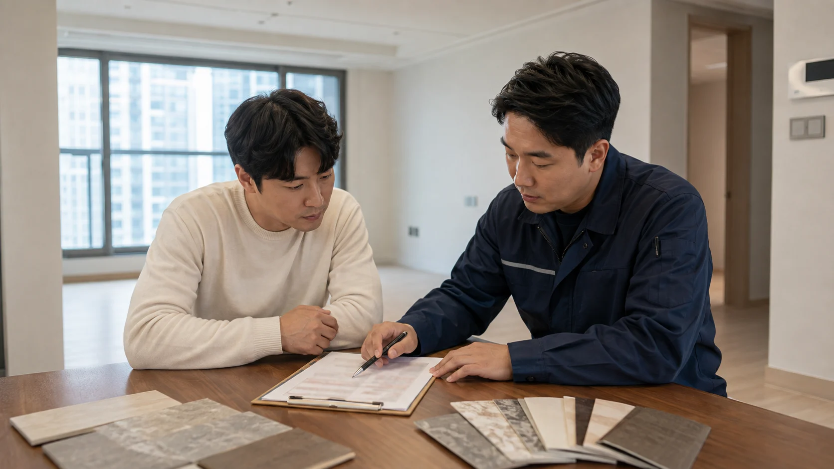긴급 집수리 현장 상태를 확인하는 모습